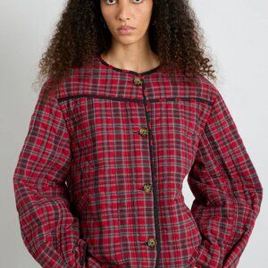 NWOT Damson Madder Macy Quilted Jacket - Red Check US 12 UK 16